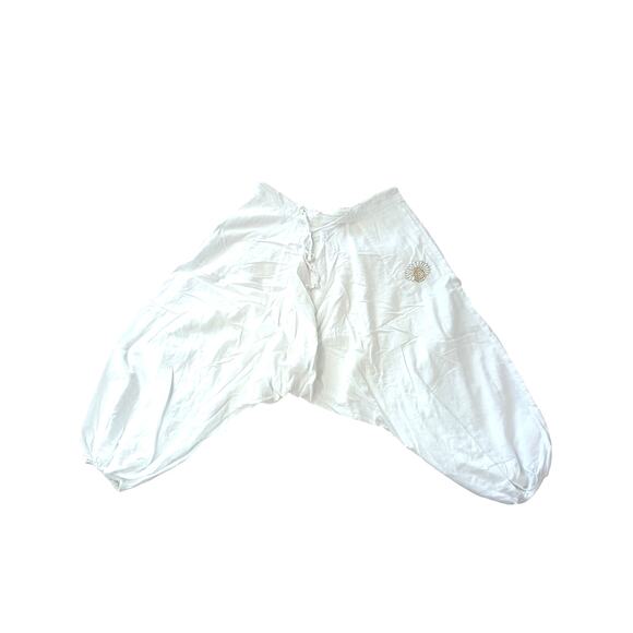 Yoga Harrem Pants White Elastic Waist 100% Cotton Made in India M - Picture 8 of 8